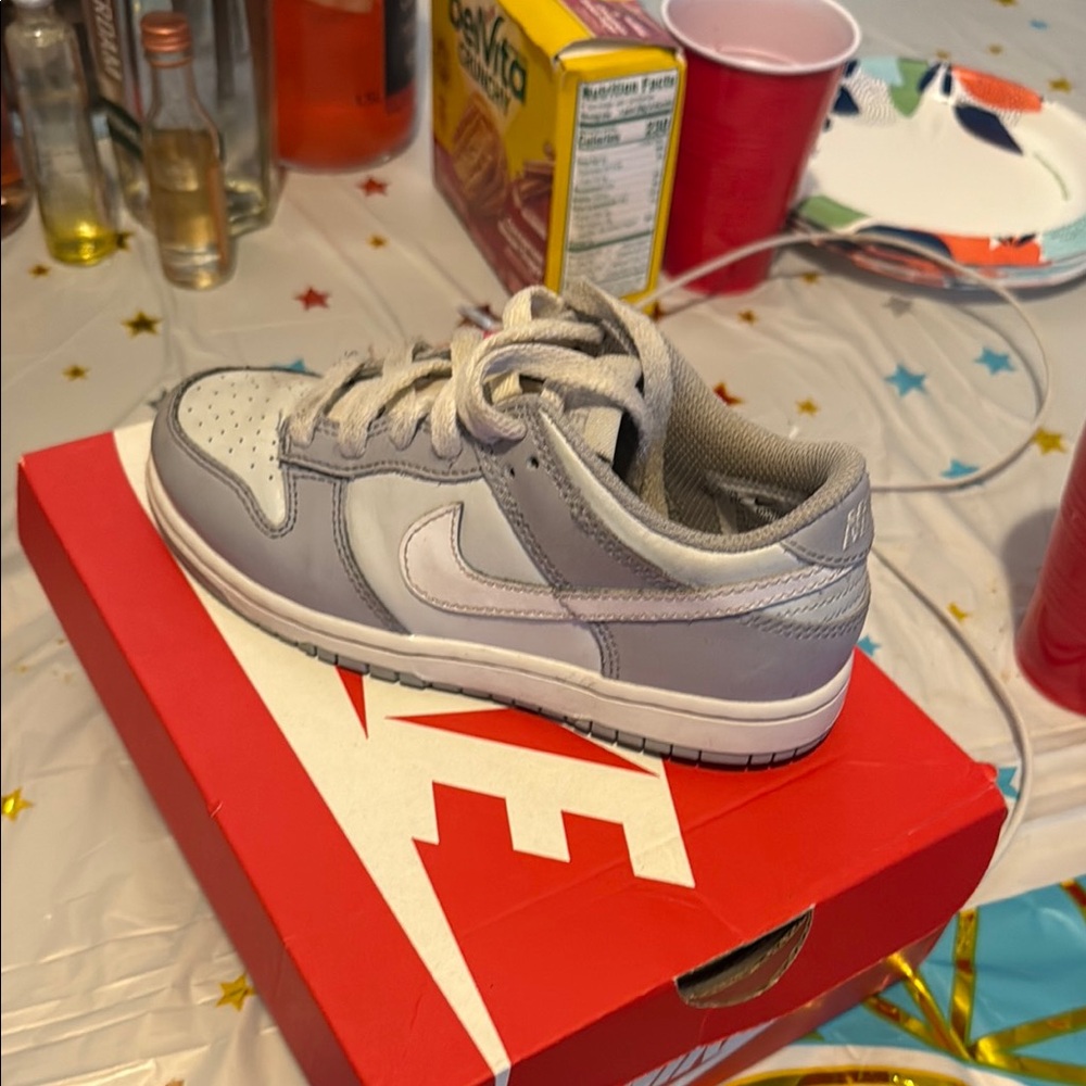 Nike Kids Light Gray and White Sneakers